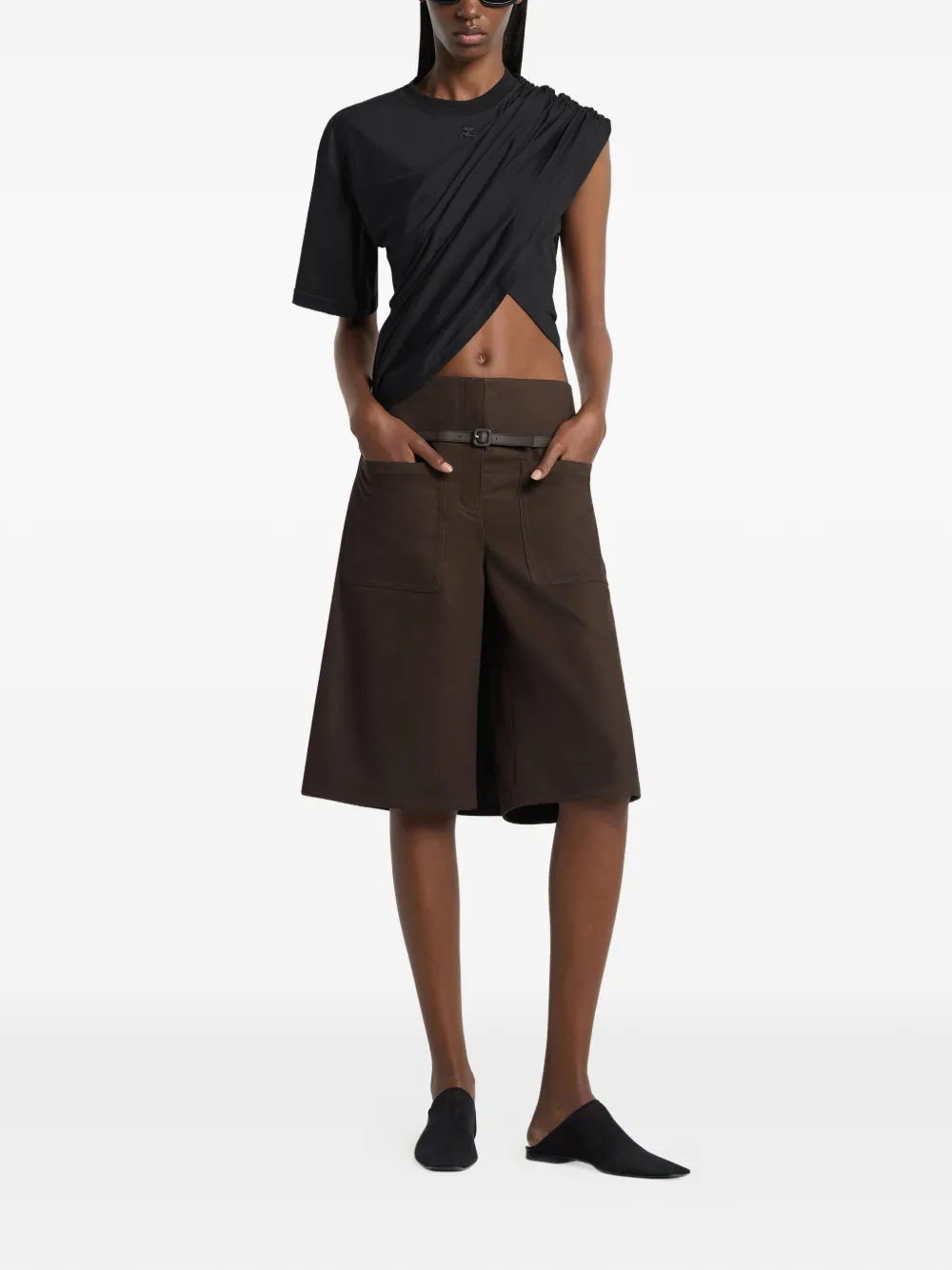 Courrèges Asymmetrisch T-shirt Zwart