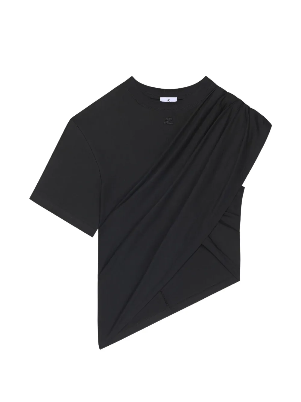 Courrèges T-shirt asimmetrica drappeggiata - Nero