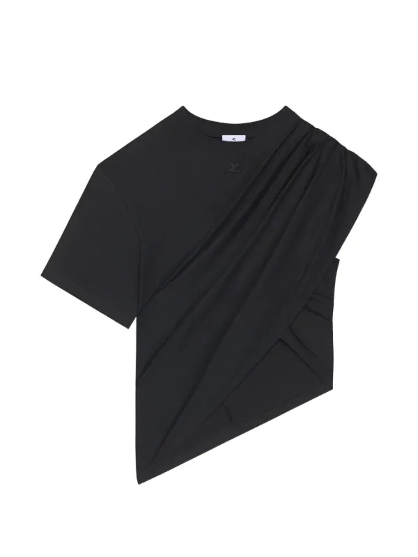 Courrèges Asymmetrical Twist T-shirt in Black