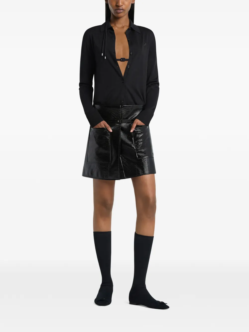 Courrèges Mini-rok met klepzak Zwart