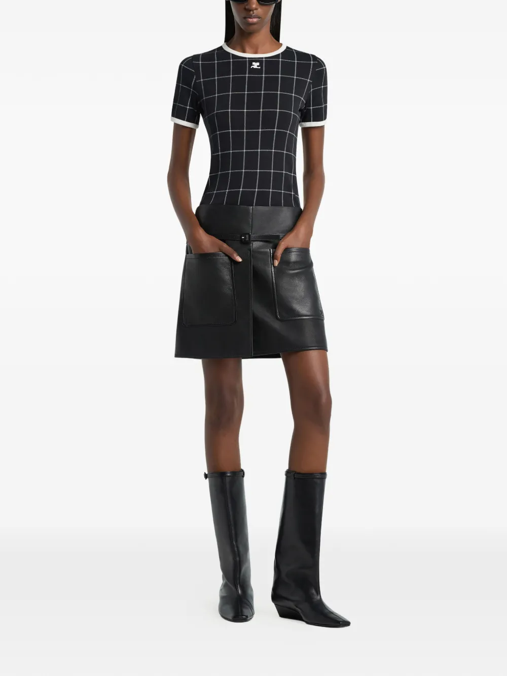 Courrèges T-shirt met contrasterende afwerking Zwart