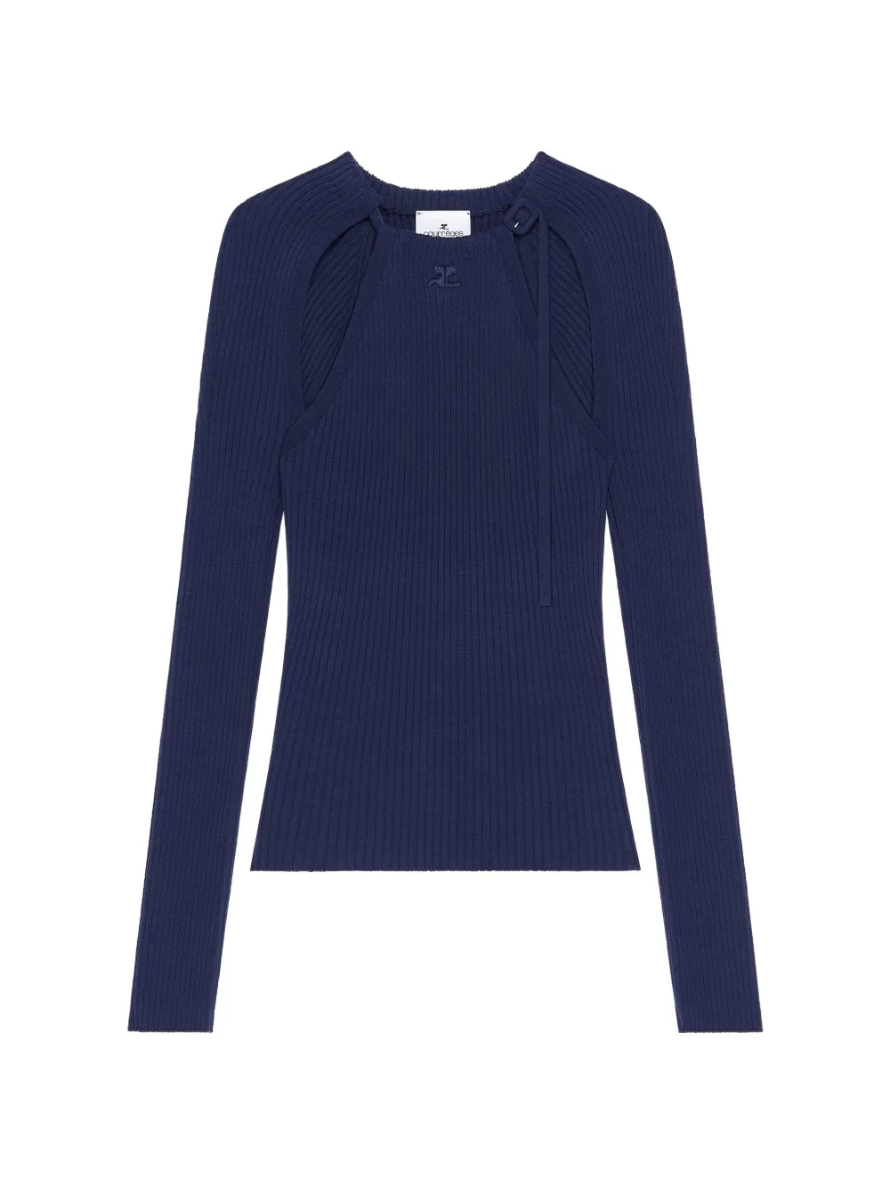 Courrèges T-shirt a coste con dettaglio cut-out - Blu