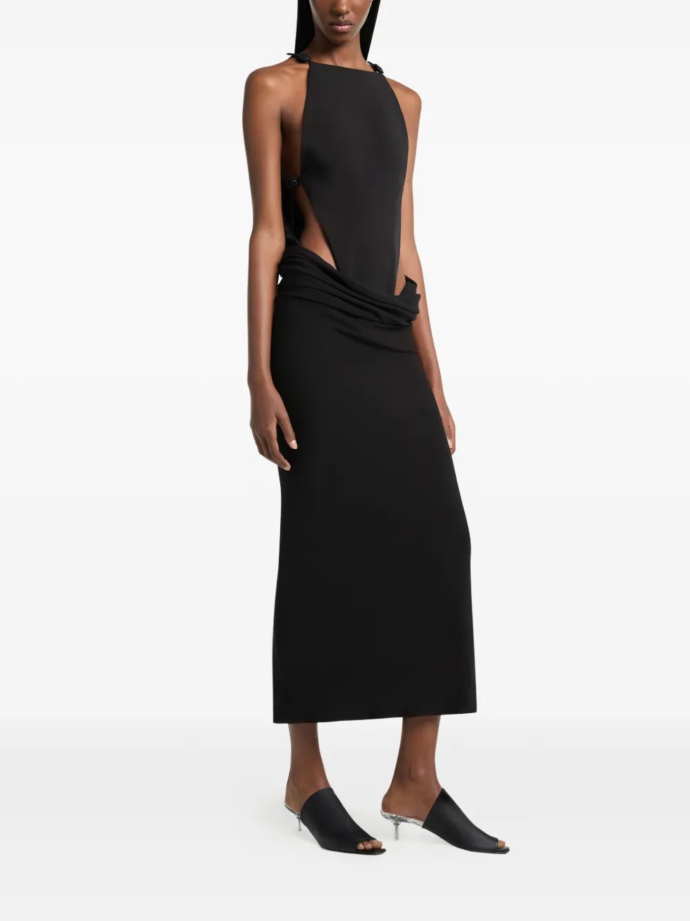 Courrèges 드레이프 디테일 맥시 드레스 In Black