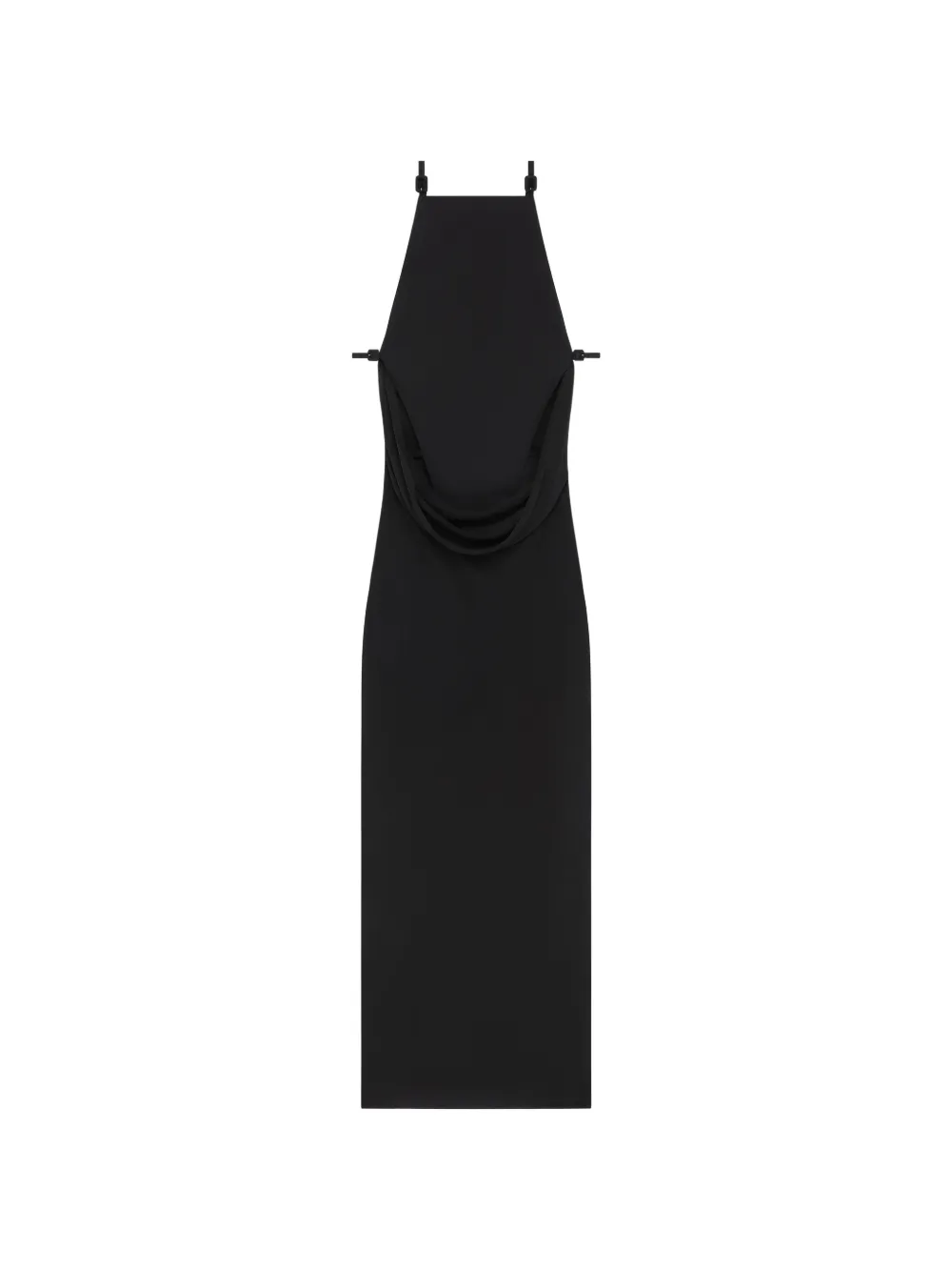 Courrèges Abito lungo con drappeggio - Nero