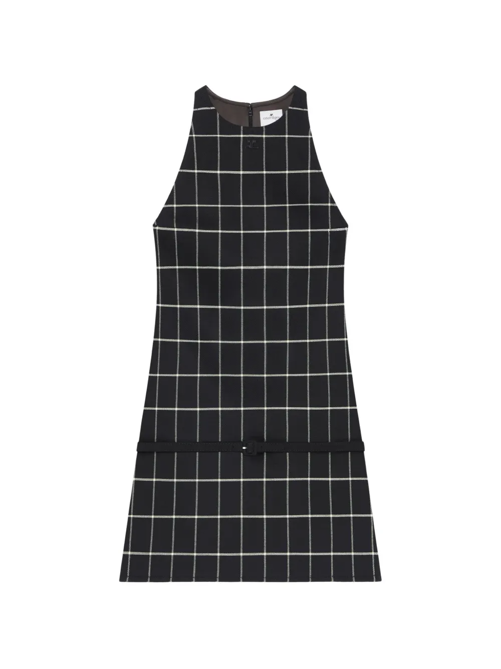Courrèges Abito corto a quadri - Nero