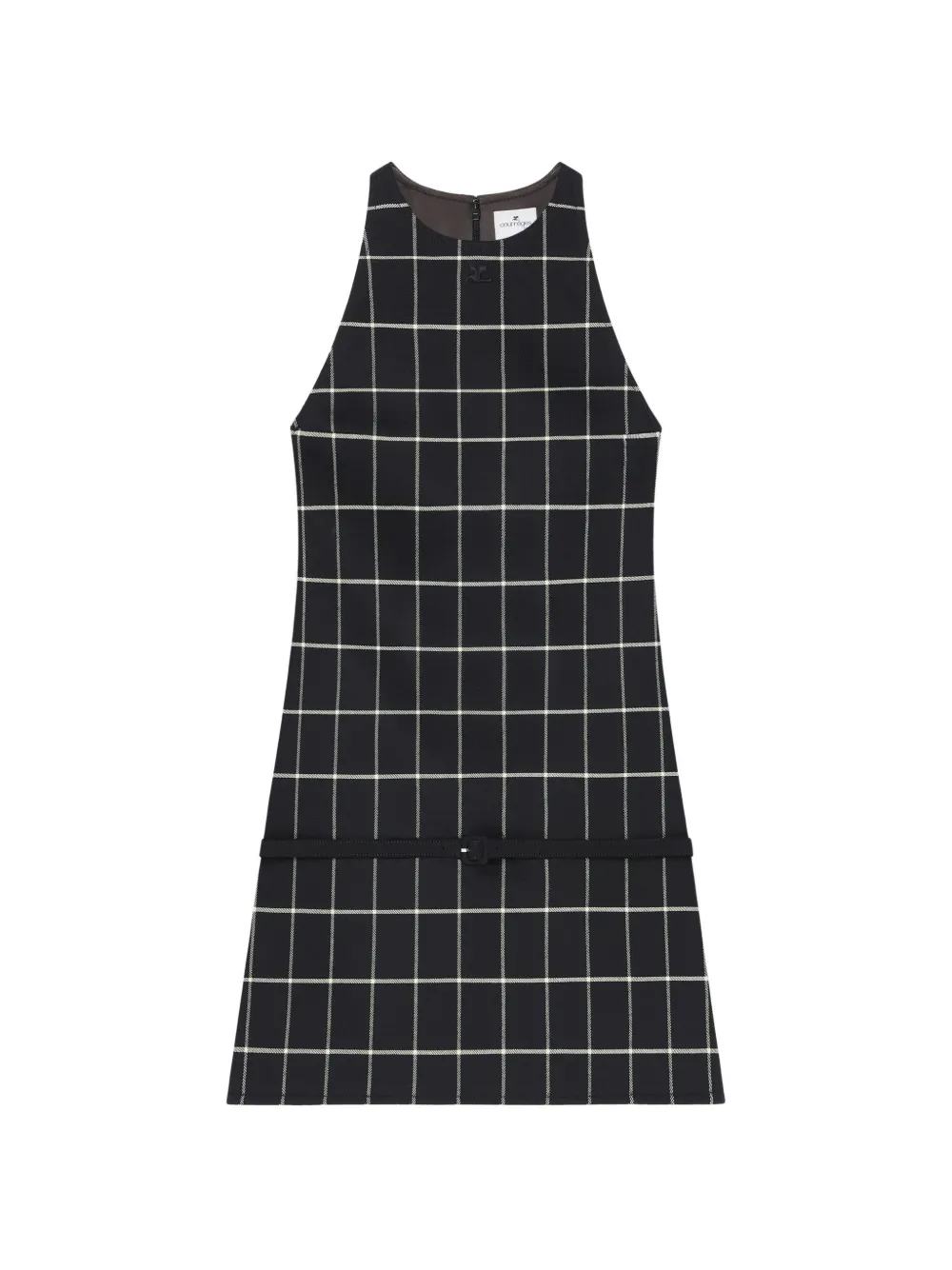 Courrèges Geruite mini-jurk met A-lijn Zwart