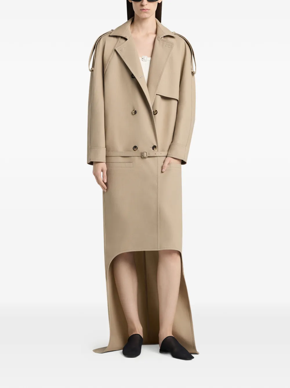 Courrèges Asymmetrische trenchcoat Beige