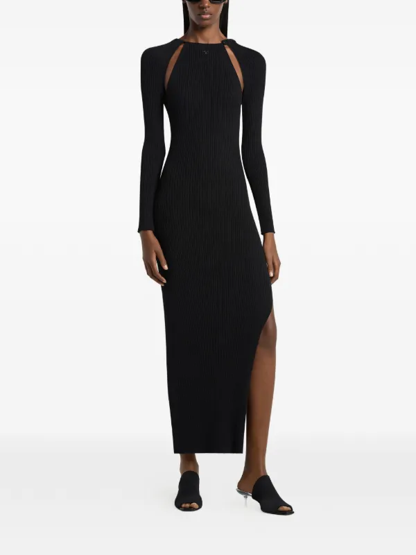 courreges cut out dress Courrèges cut-out Ribbed Long | Black One shoulder Do you remember the a line midi dress for women Mini backless dress with Style:Matching Sequin top