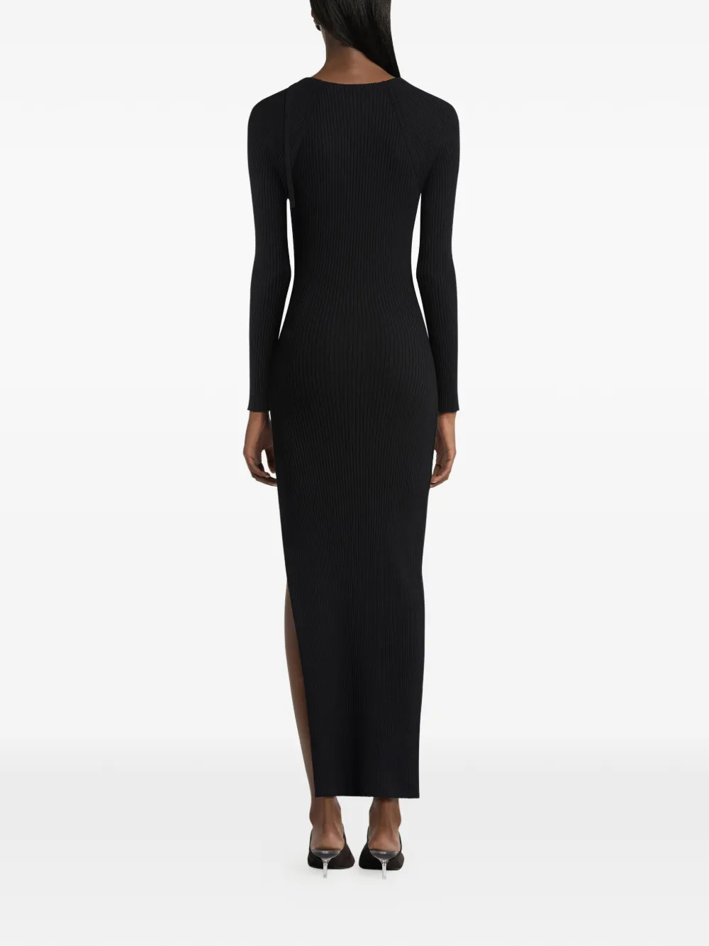 cut-out ribbed long dress