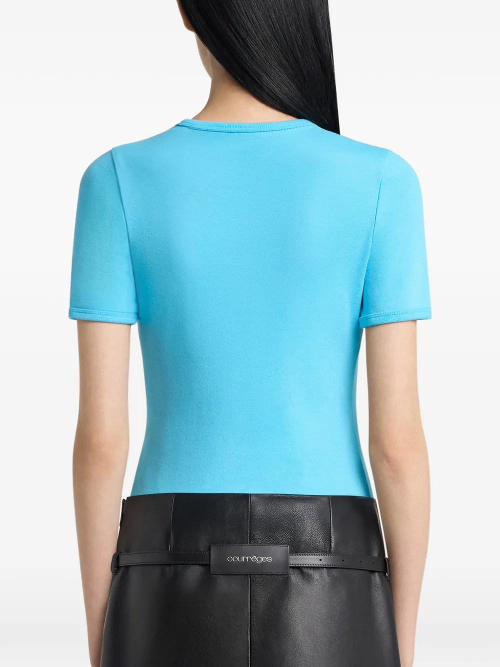 Courrèges T-shirt met geborduurd logo Blauw