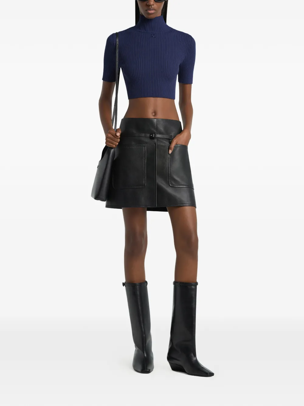 Courrèges Top met logodetail Blauw