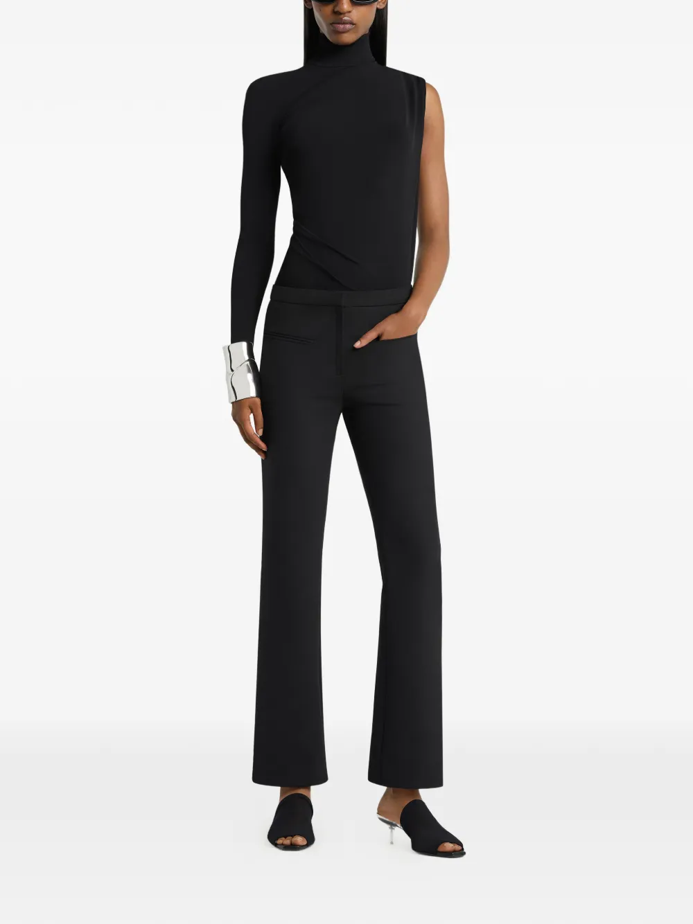 Courrèges Asymmetrische gedrapeerde top Zwart