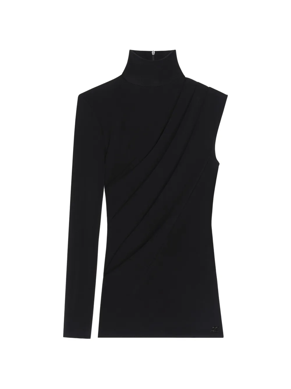Courrèges Asymmetrische gedrapeerde top Zwart