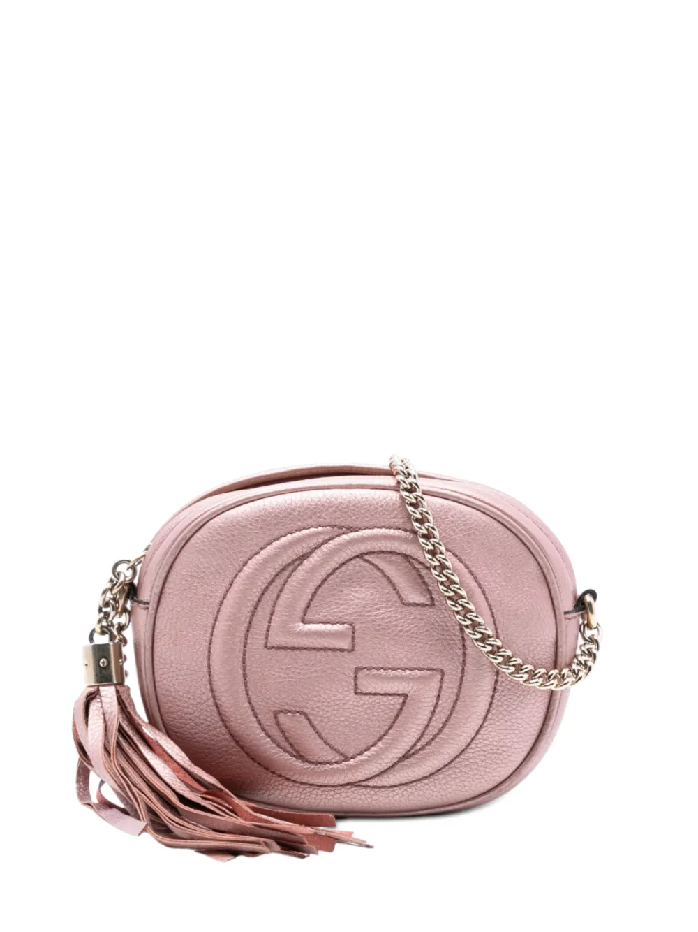 Gucci Pre-Owned 2016-2025 Mini Metallic Pebbled Calfskin Soho Chain crossbody bag - Rosa