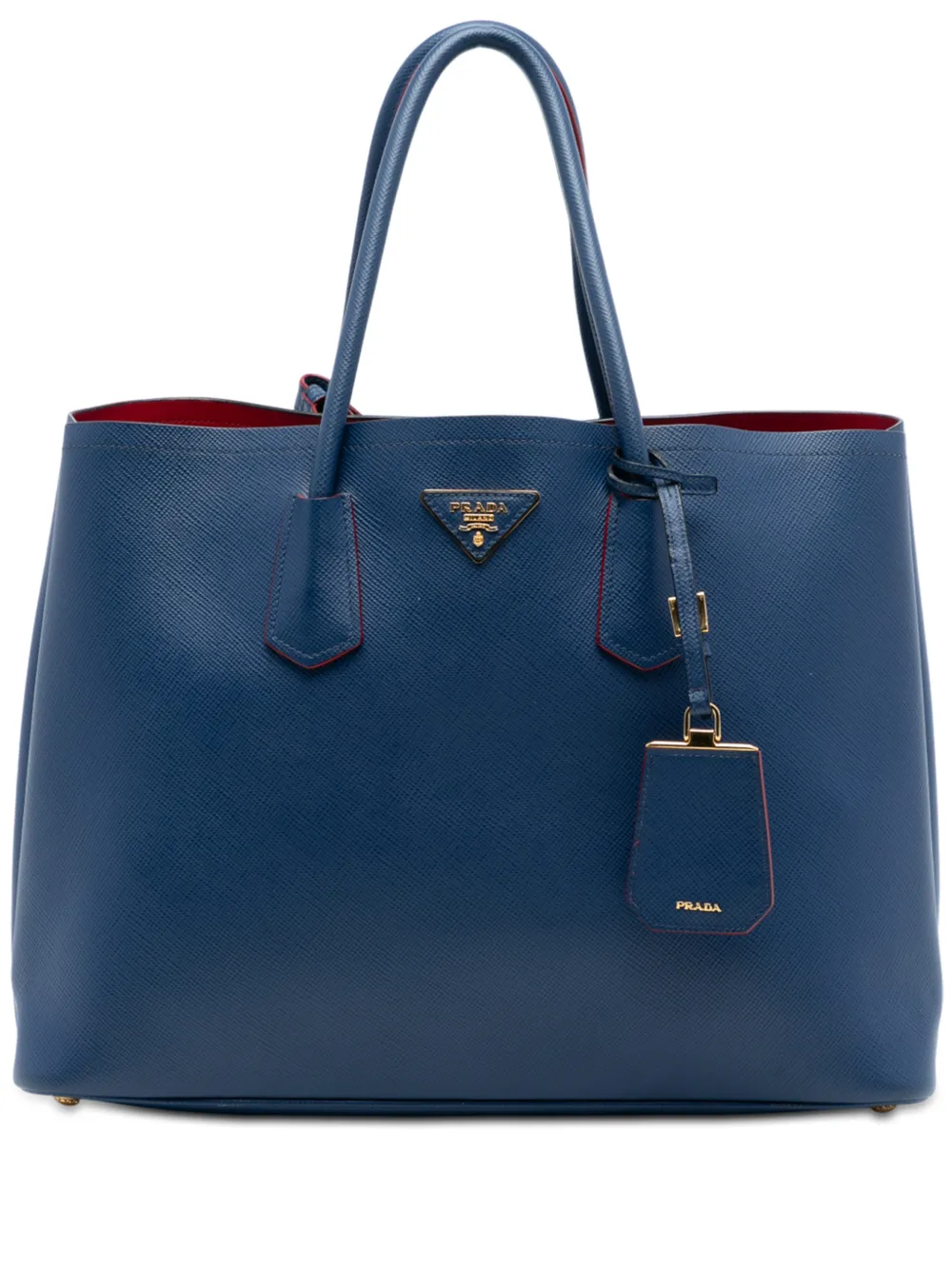 Prada Pre-Owned 2010-2026 Large Saffiano Cuir Double satchel - Blu