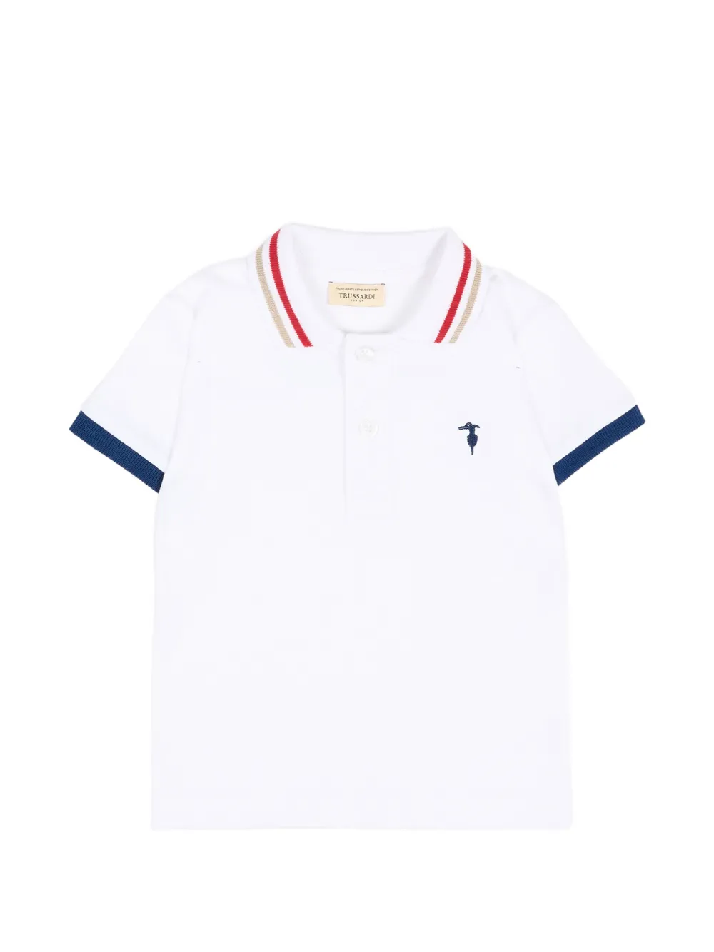 TRUSSARDI JUNIOR striped-collar polo shirt - Bianco