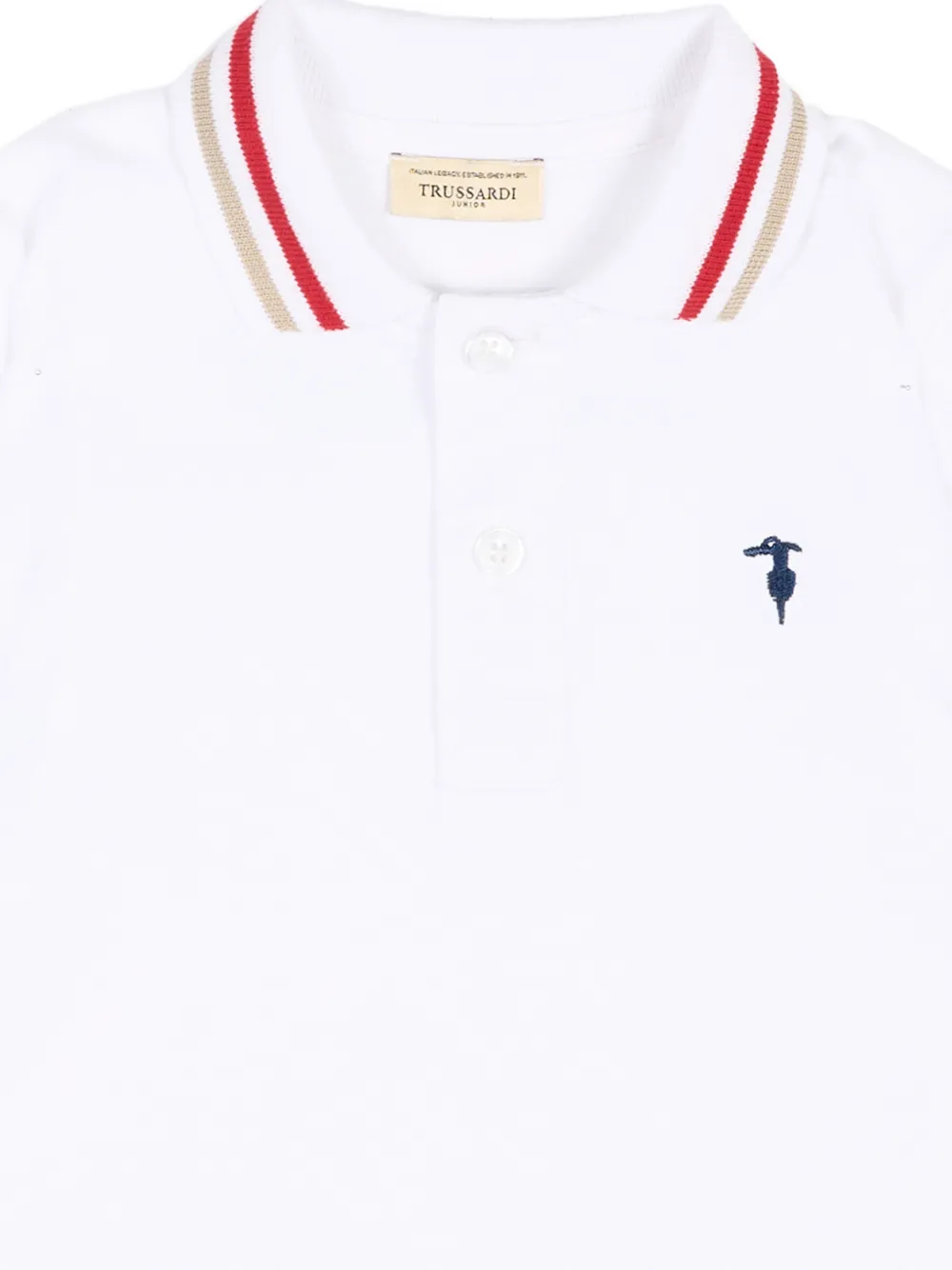  Trussardi Junior Striped-collar Polo Shirt - White 