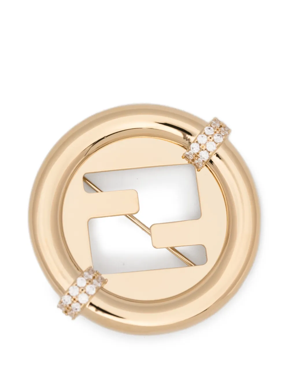 FENDI FF-logo embellished brooch - Oro