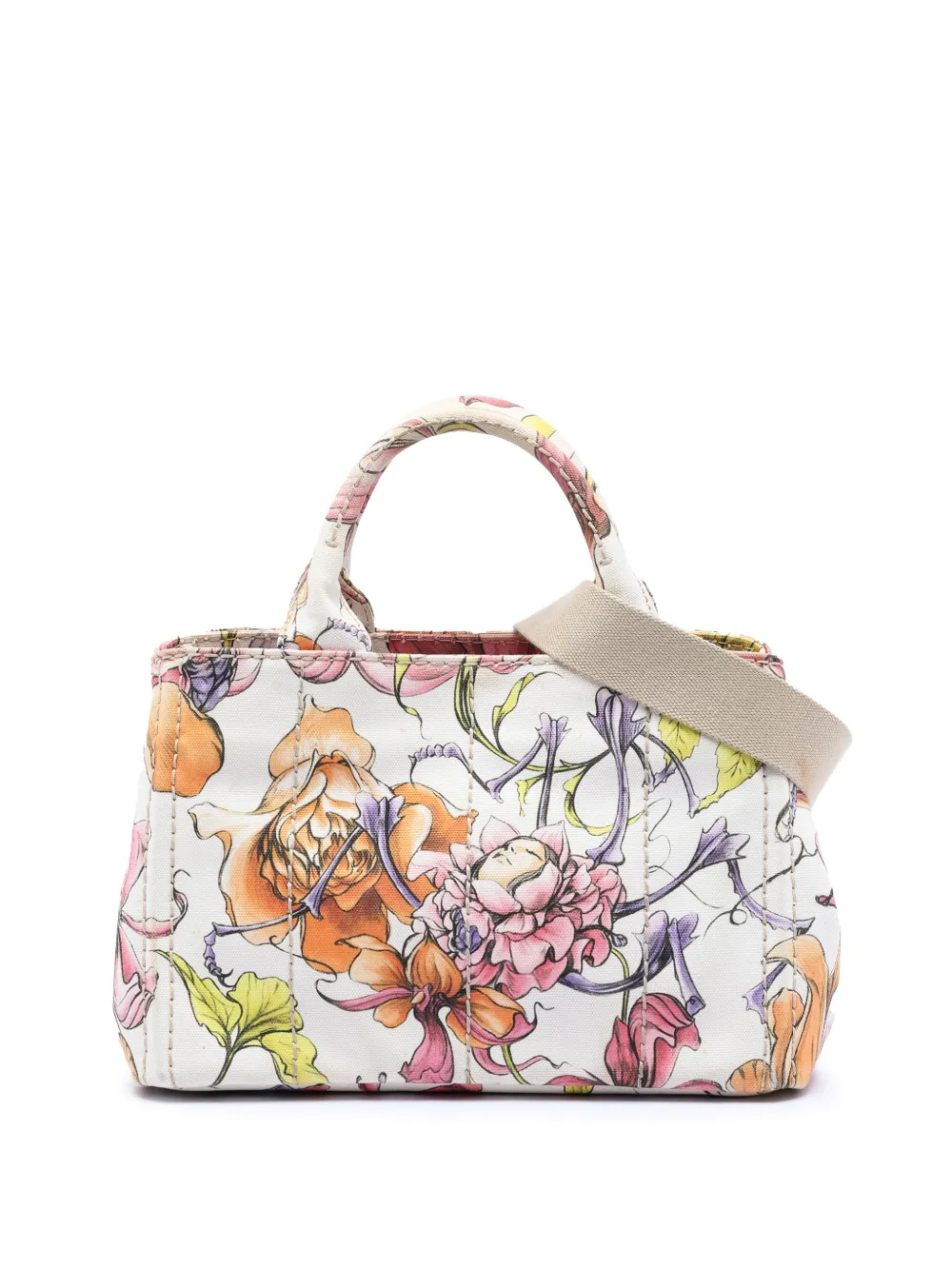 Prada Pre-Owned 2013-2025 Small Floral Printed Canvas Canapa satchel - Multicolore