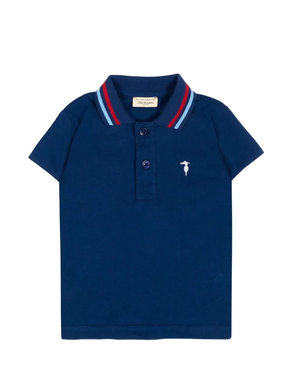 TRUSSARDI JUNIOR striped-trim polo shirt - Blu