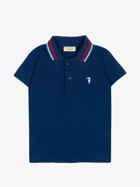 TRUSSARDI JUNIOR striped-trim polo shirt