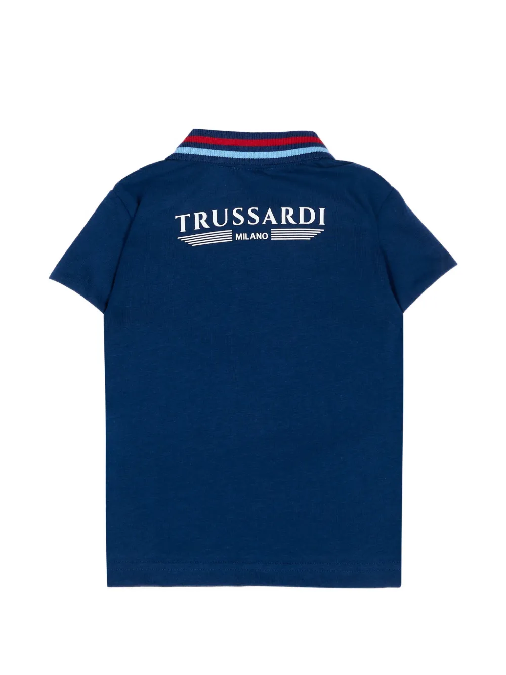  Trussardi Junior Polo Con Ribete De Rayas - Azul 