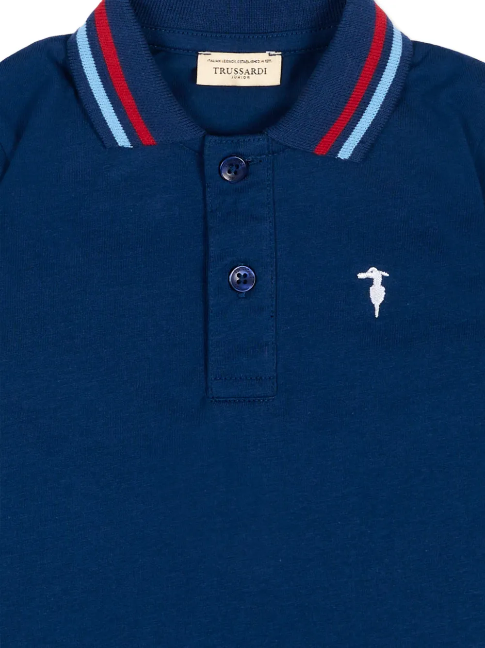  Trussardi Junior Polo Con Ribete De Rayas - Azul 