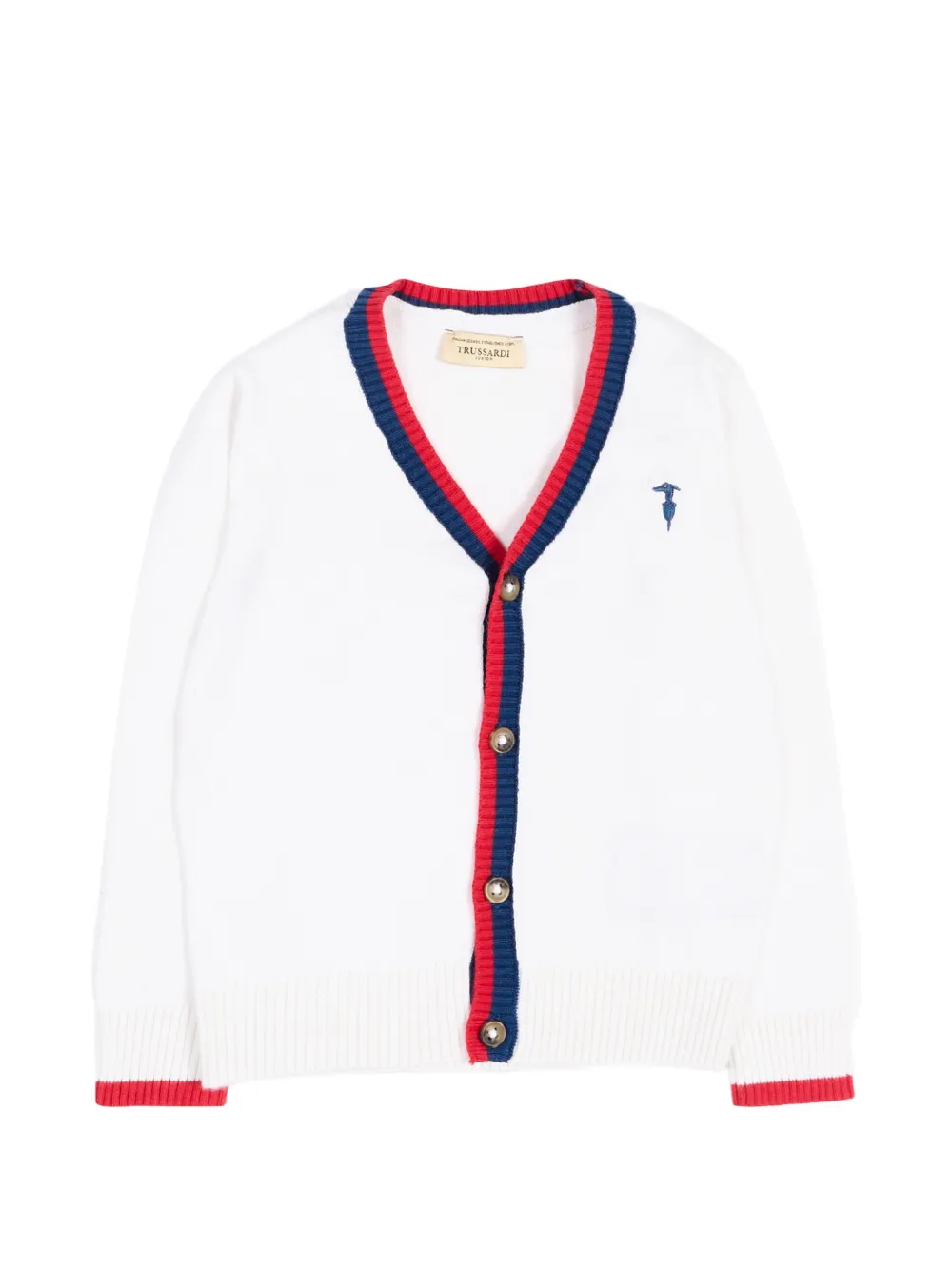 TRUSSARDI JUNIOR stripe-trim cardigan - Bianco