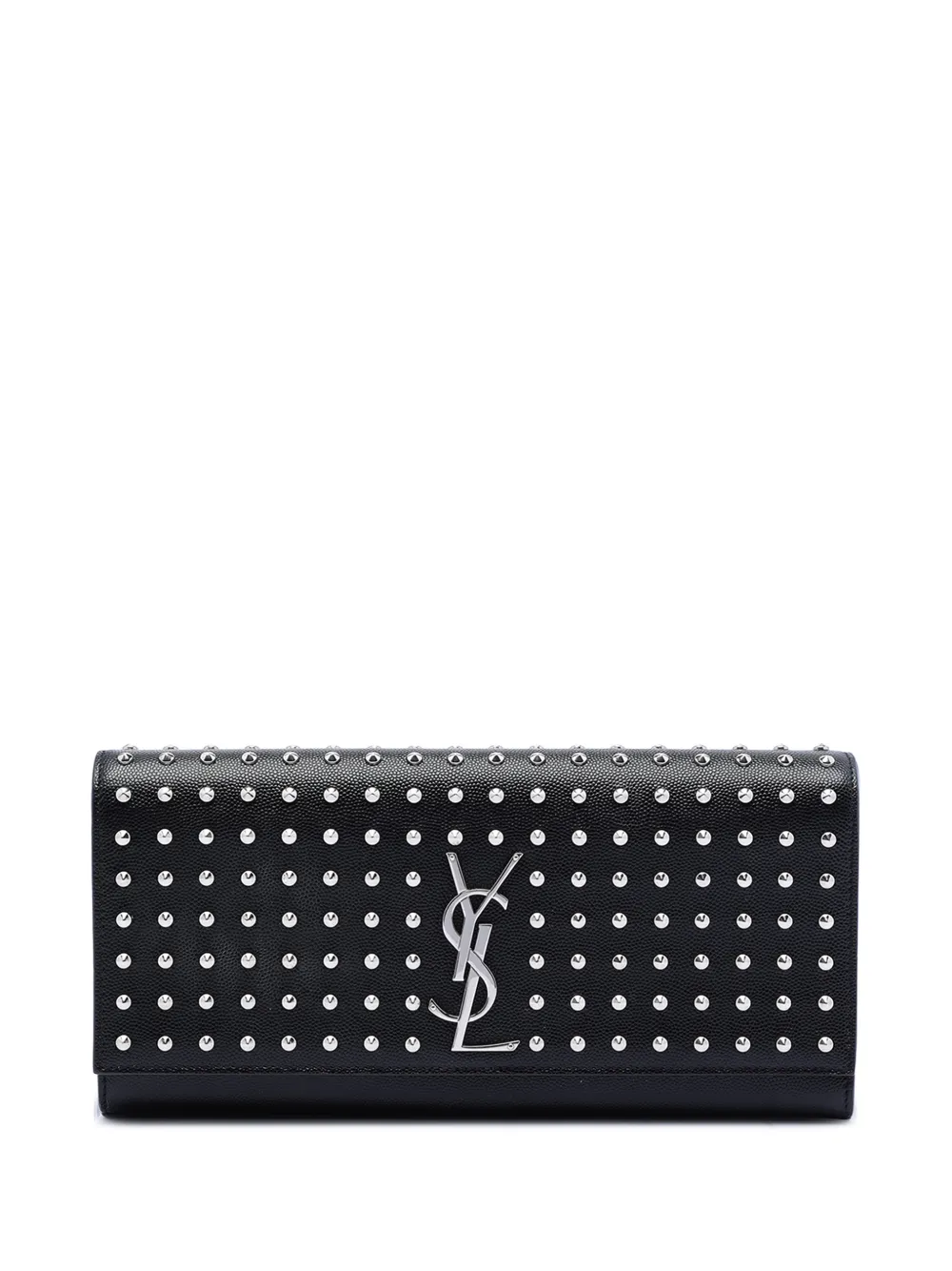 Saint Laurent Pre-Owned 2013-2025 Grain De Poudre Classic Monogram Studded clutch bag - Nero