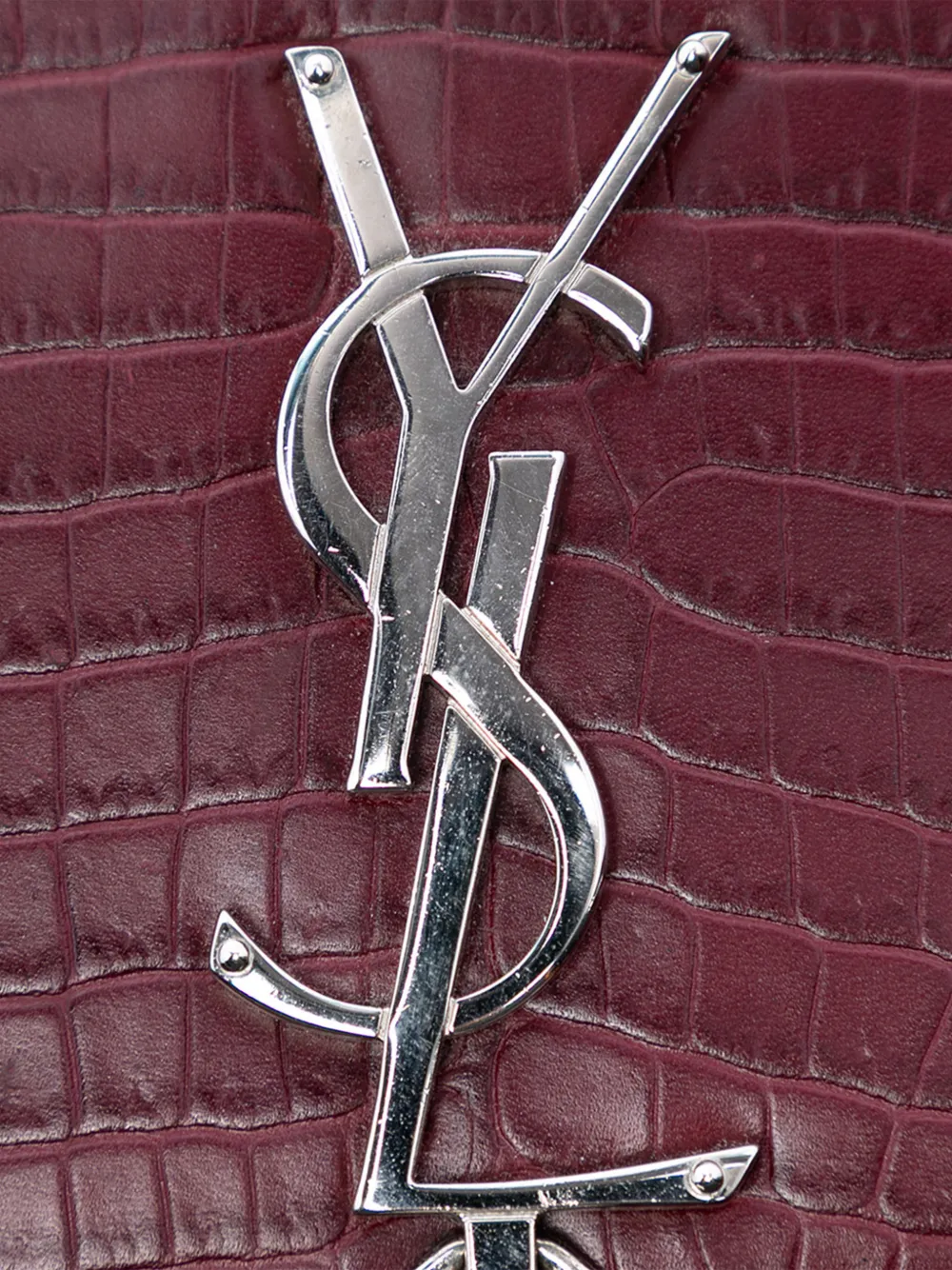 2016 Medium Croc Embossed Leather Monogram Kate Tassel Crossbody Bag