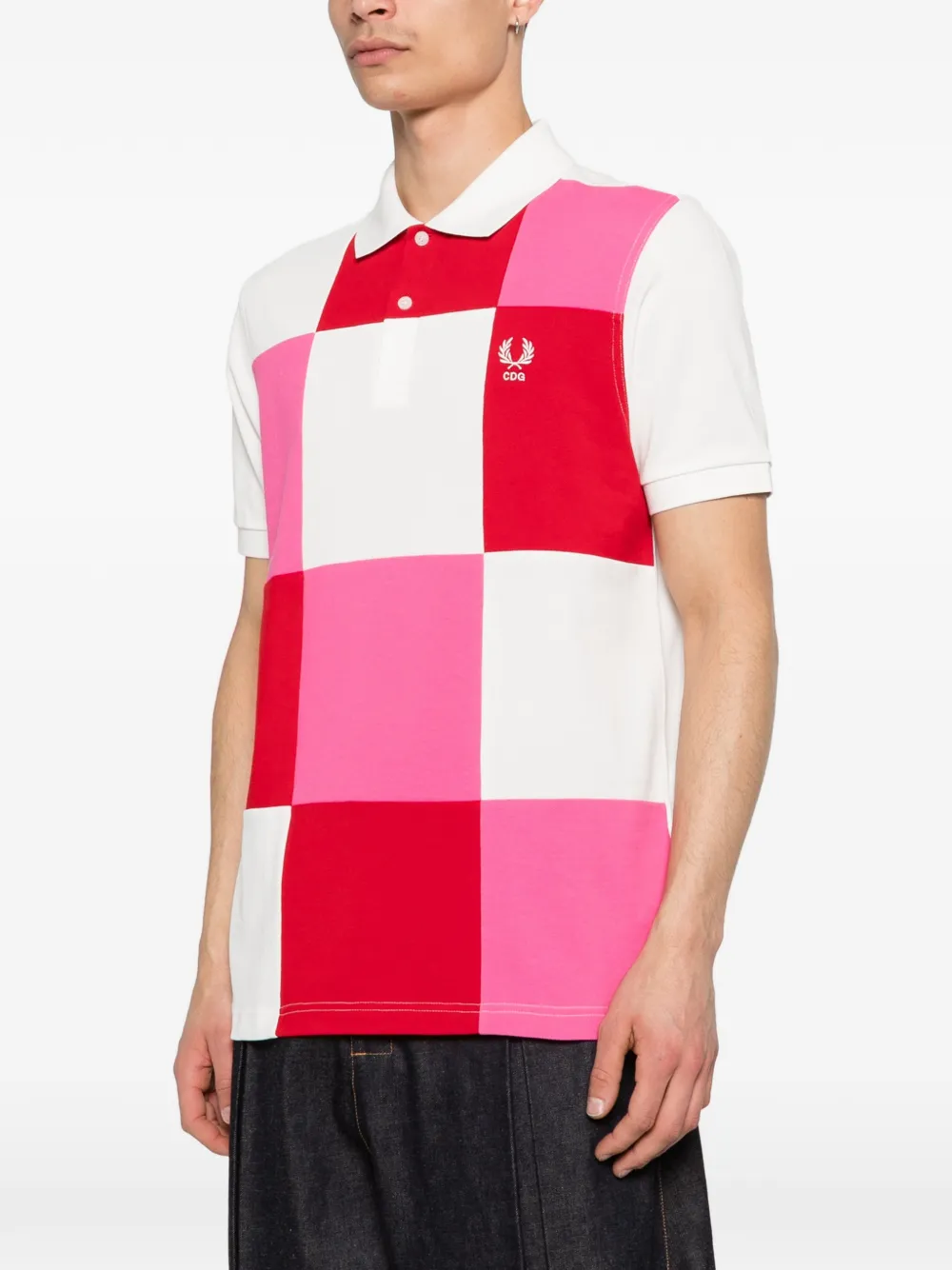 x Fred Perry patchwork pique polo shirt