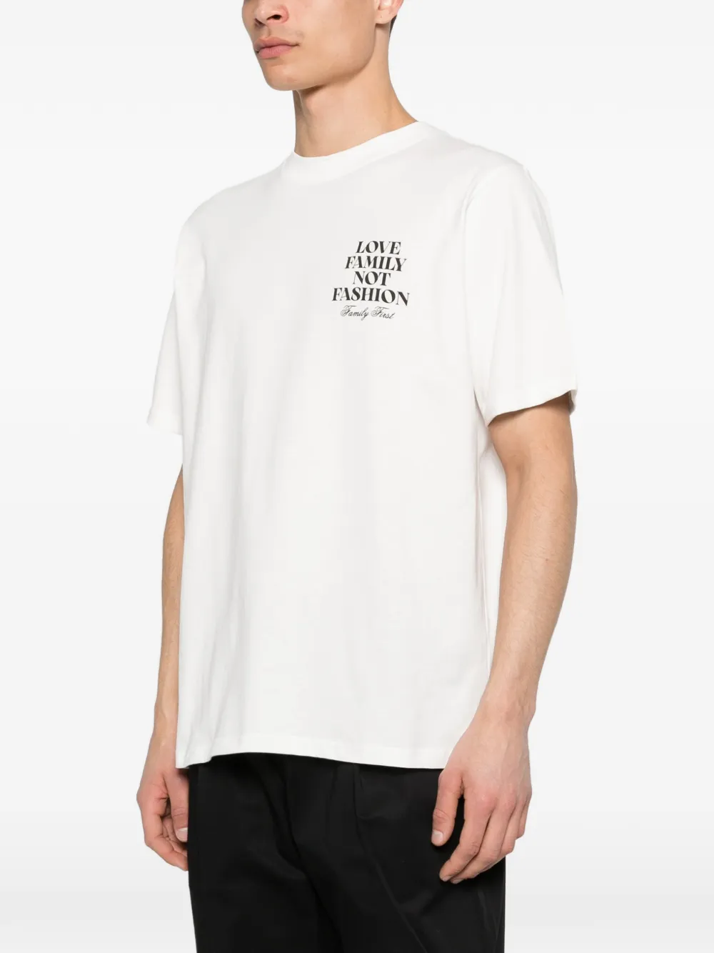 Family First T-shirt met tekst Wit