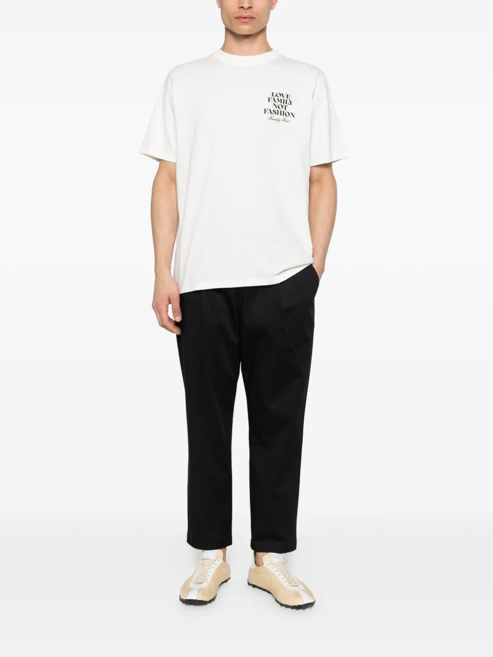 Family First T-shirt met tekst Wit