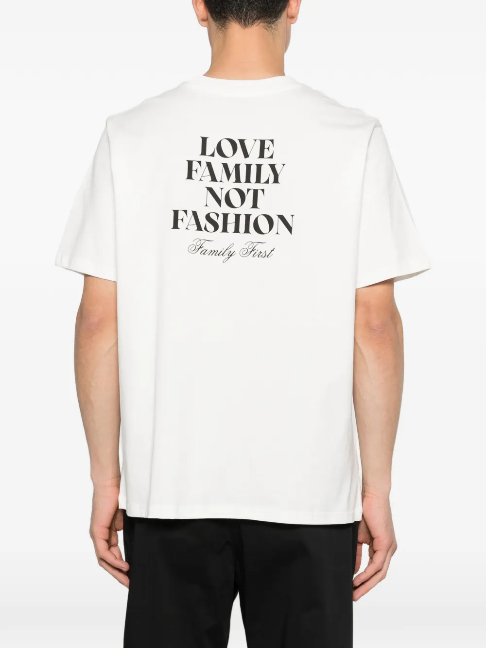 Family First T-shirt met tekst Wit