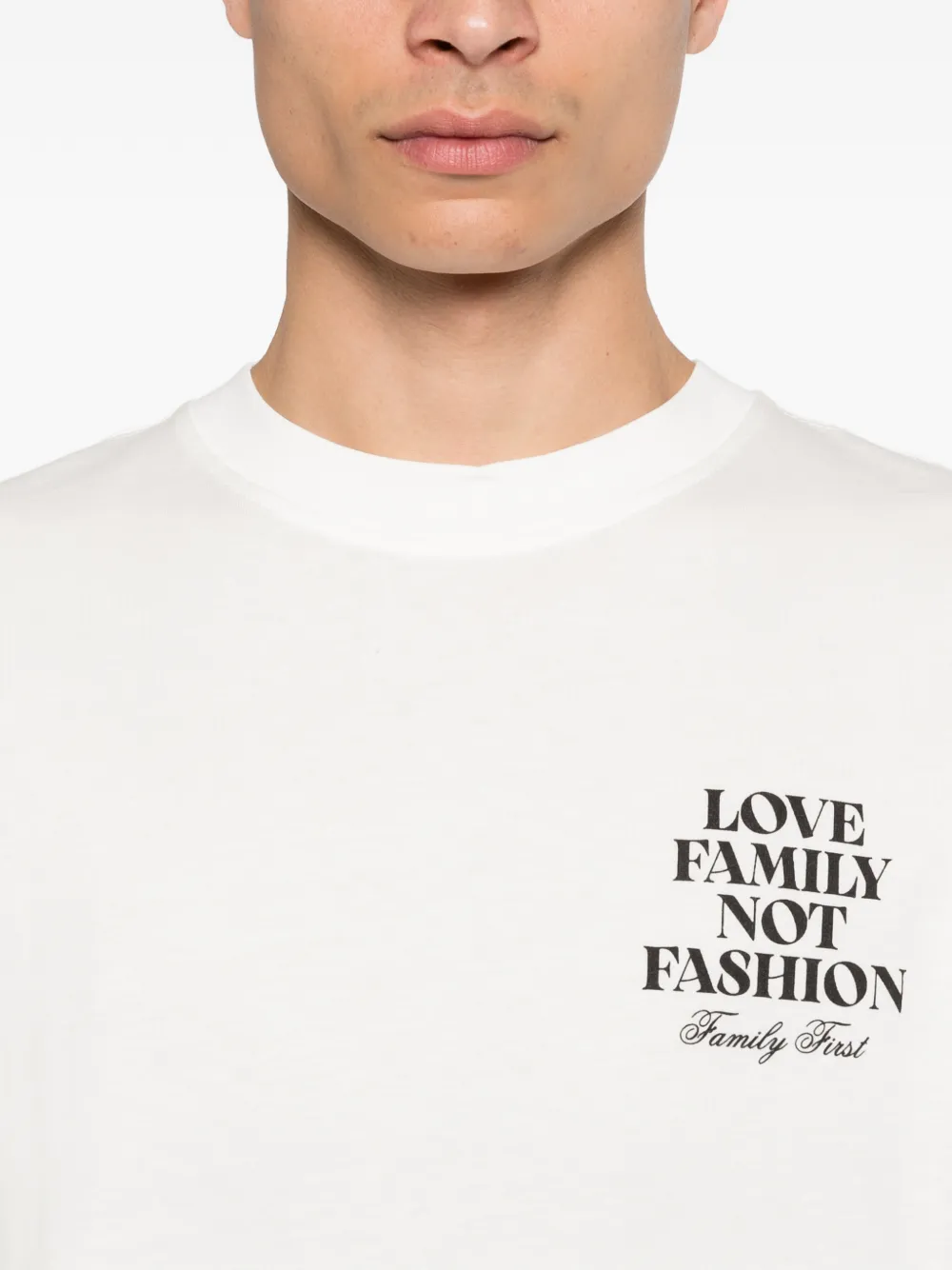 Family First T-shirt met tekst Wit