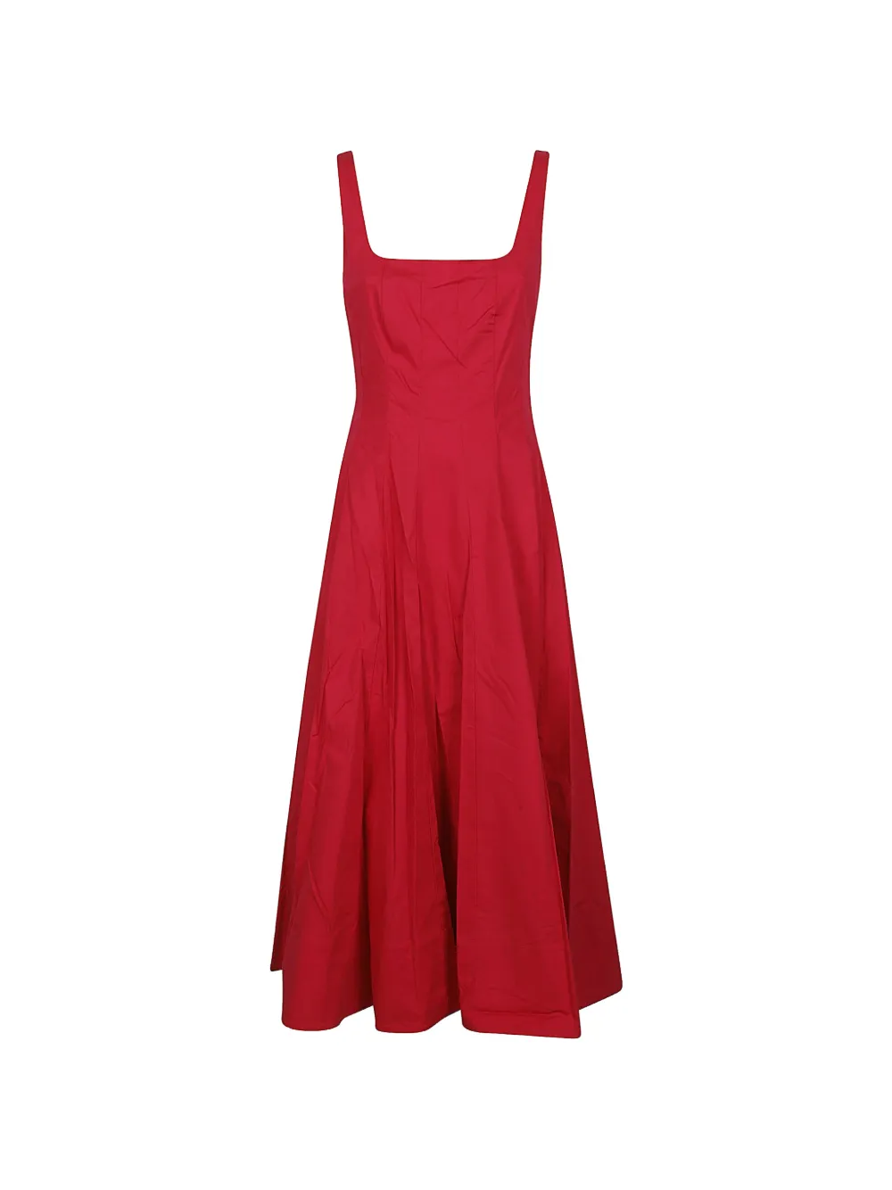 STAUD Wells midi square-neck dress - Rosso