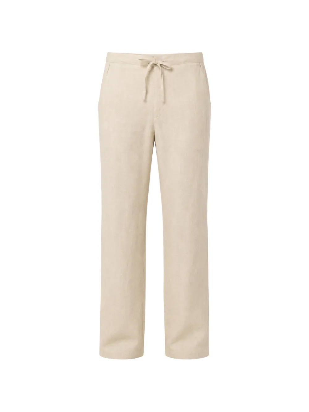 120% Lino drawstring-waist straight-leg trousers - Nude