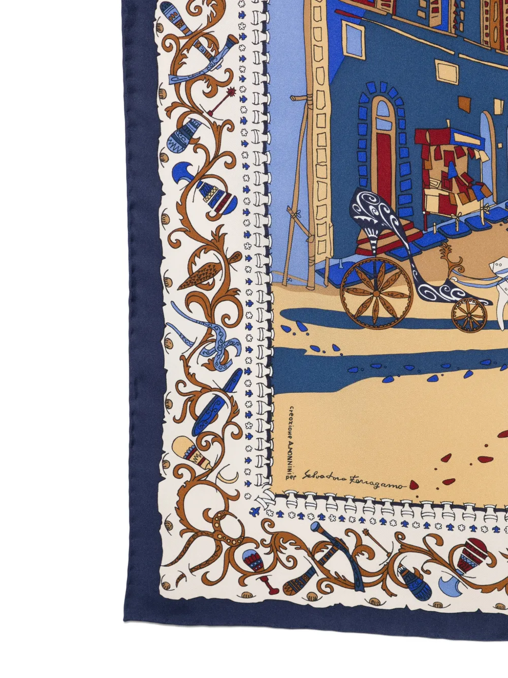 Ferragamo Palazzo Spini Feroni sjaal met print Blauw