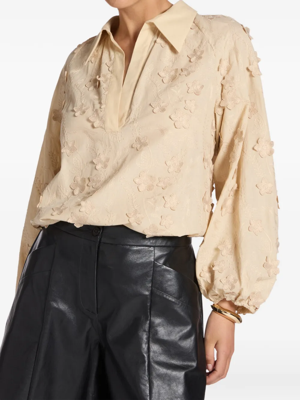  Elena Miro` Cotton Voile Blouse - Neutrals 
