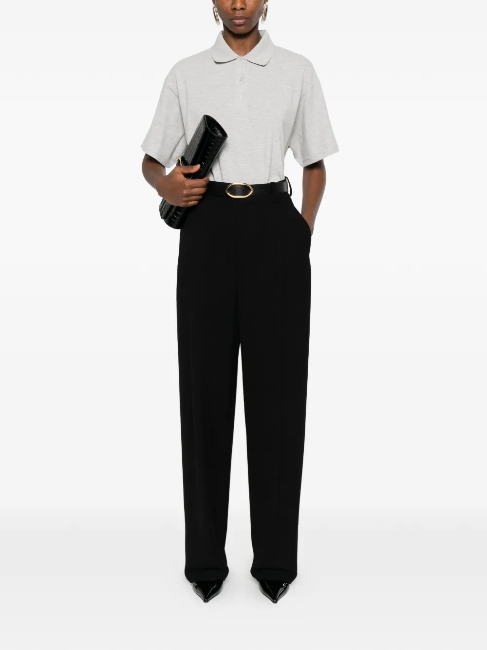  Saint Laurent Buttoned Polo Shirt - Grey 