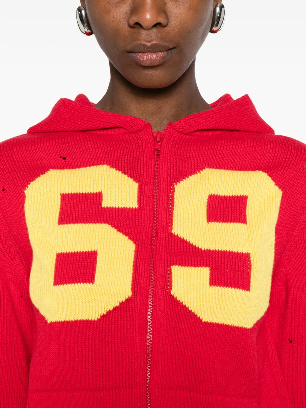 Number Hooded Cardigan