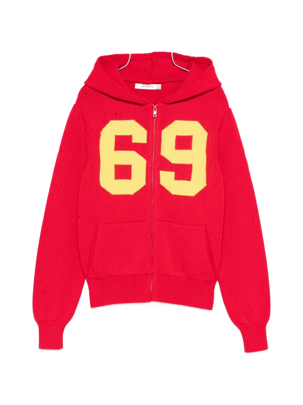 Gimaguas number hooded cardigan - Rosso