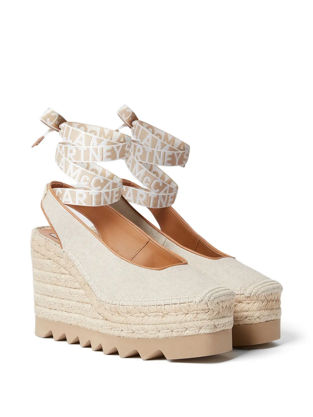 Stella McCartney Espadrilles met sleehak en enkelbandje Beige