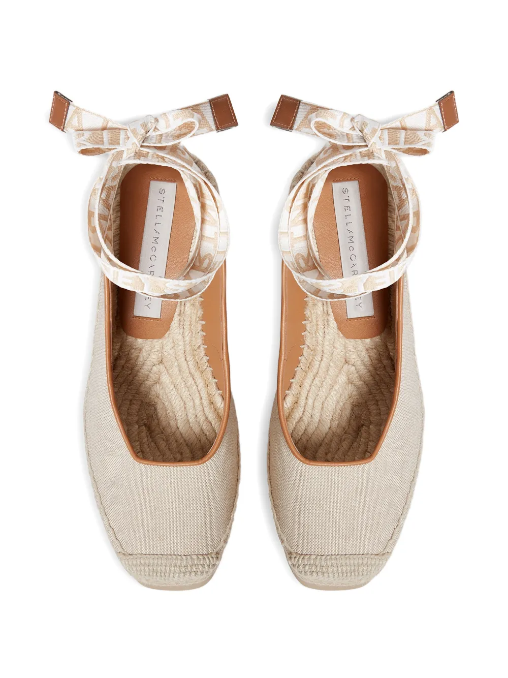 Stella McCartney Espadrilles met sleehak en enkelbandje Beige
