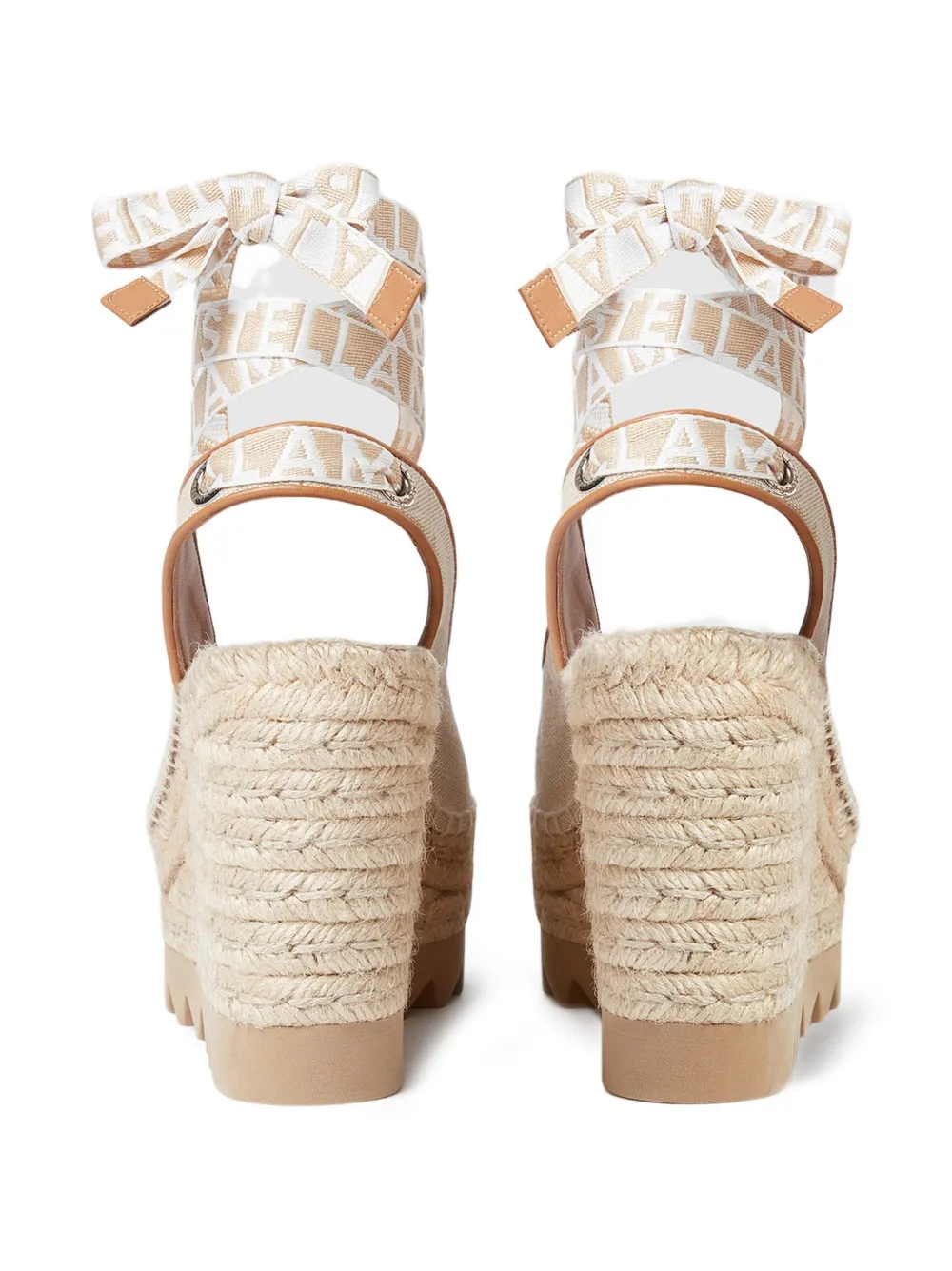 Stella McCartney Espadrilles met sleehak en enkelbandje Beige