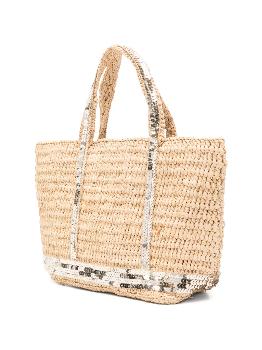  Vanessa Bruno Xs Sequin Raffia Tote Bag - Neutrals 
