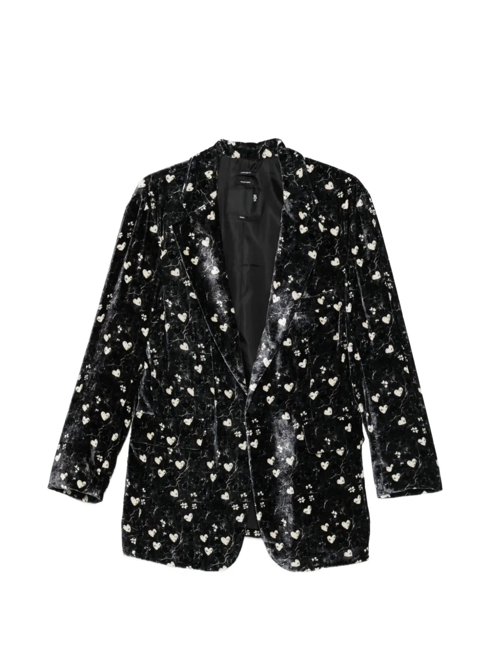 R13 Ragged heart-print blazer - Nero