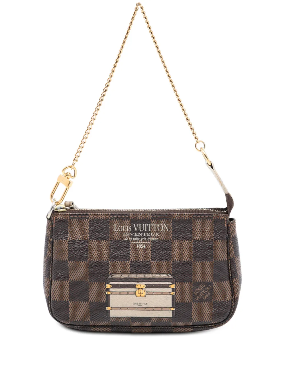 Louis Vuitton Pre-Owned 2013 Damier Ebene Trunks and Locks Mini Pochette Accessoires handbag - Marrone