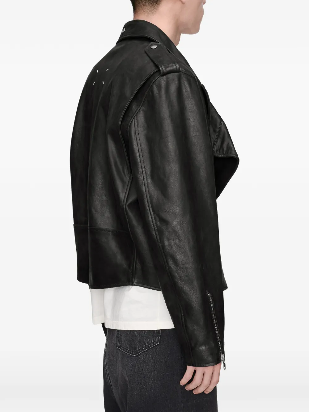 Maison Margiela Leren jack Zwart