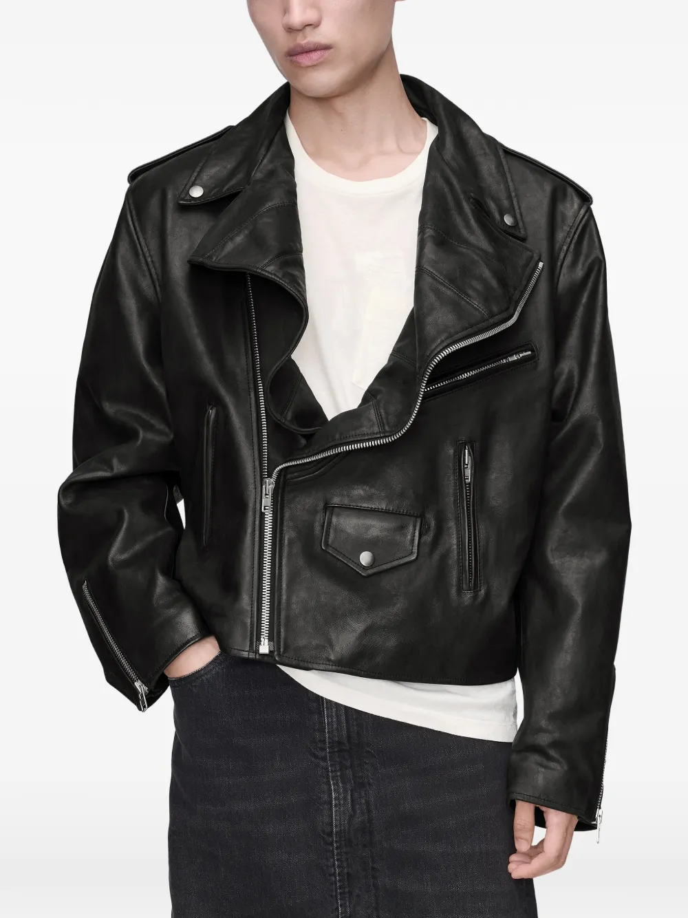 Maison Margiela Leren jack Zwart